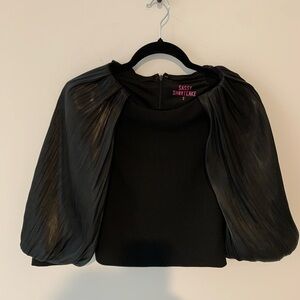 Sassy Shortcake Black blouse with Pleated puff Sleeves small nwot